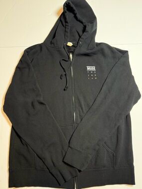 Men’s Black Muse ‘The 2nd Law’ Tour Full Zip Hoodie XXL Concert Big Logo On Back